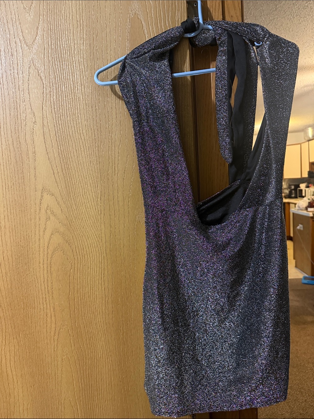 Sparkle Halter Chemise - Black with Iridescent Sparkle